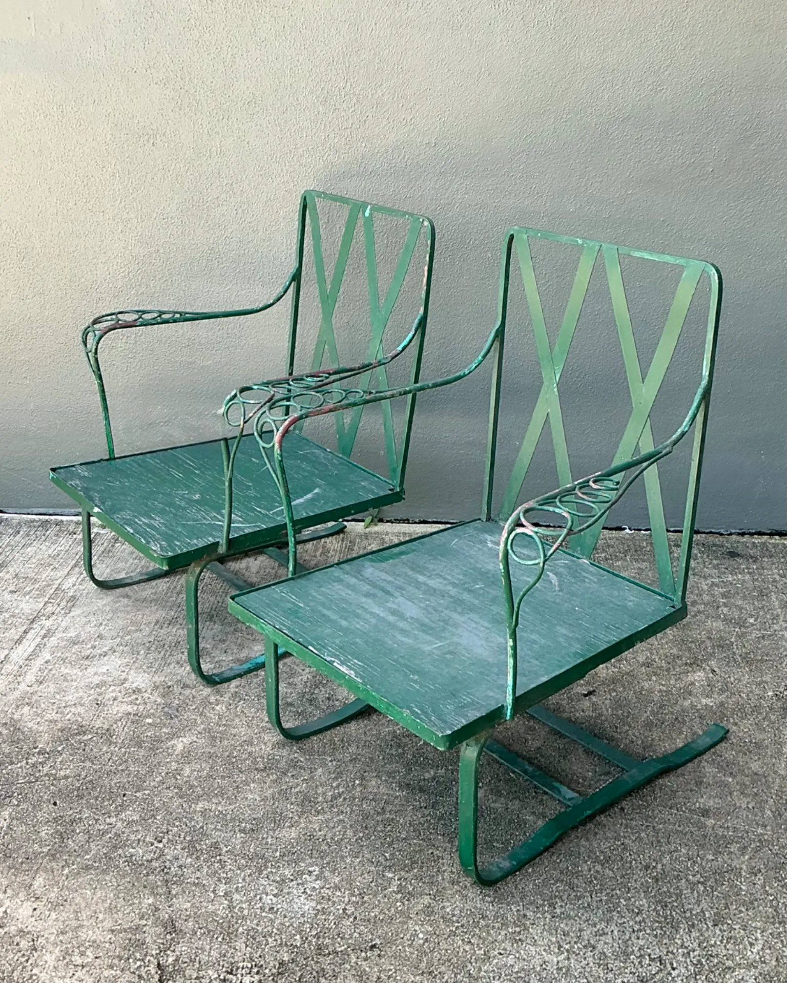 Vintage Sculptural Iron Springer Lounge Chairs - A Pair — additional photo 4
