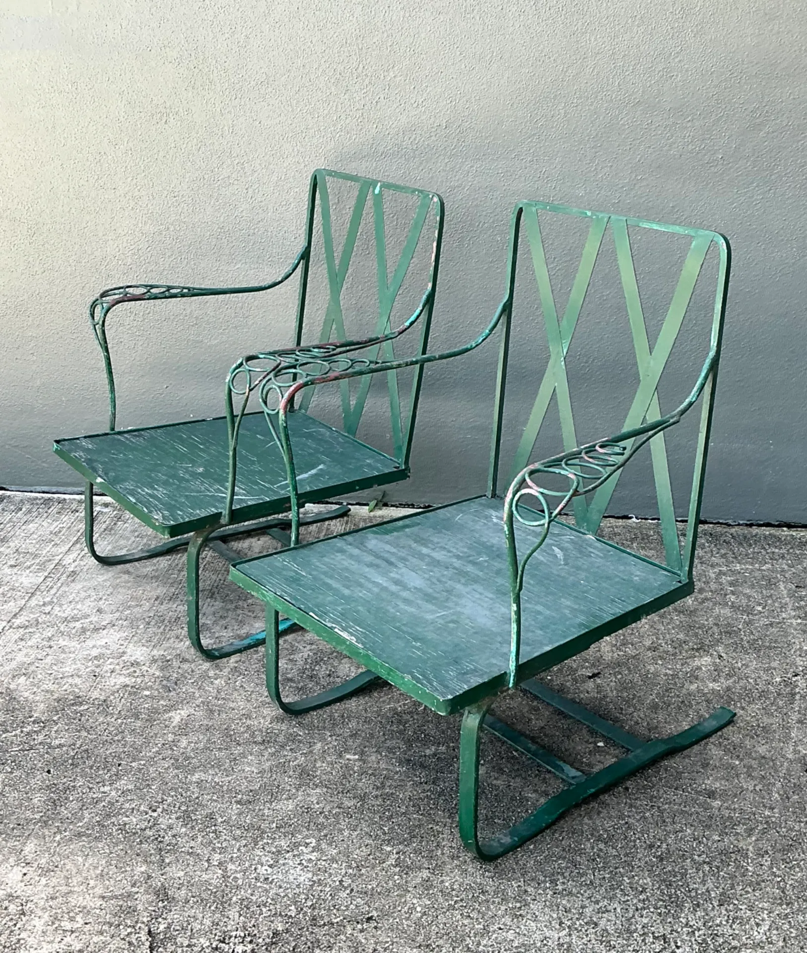 Vintage Sculptural Iron Springer Lounge Chairs - A Pair — additional photo 2