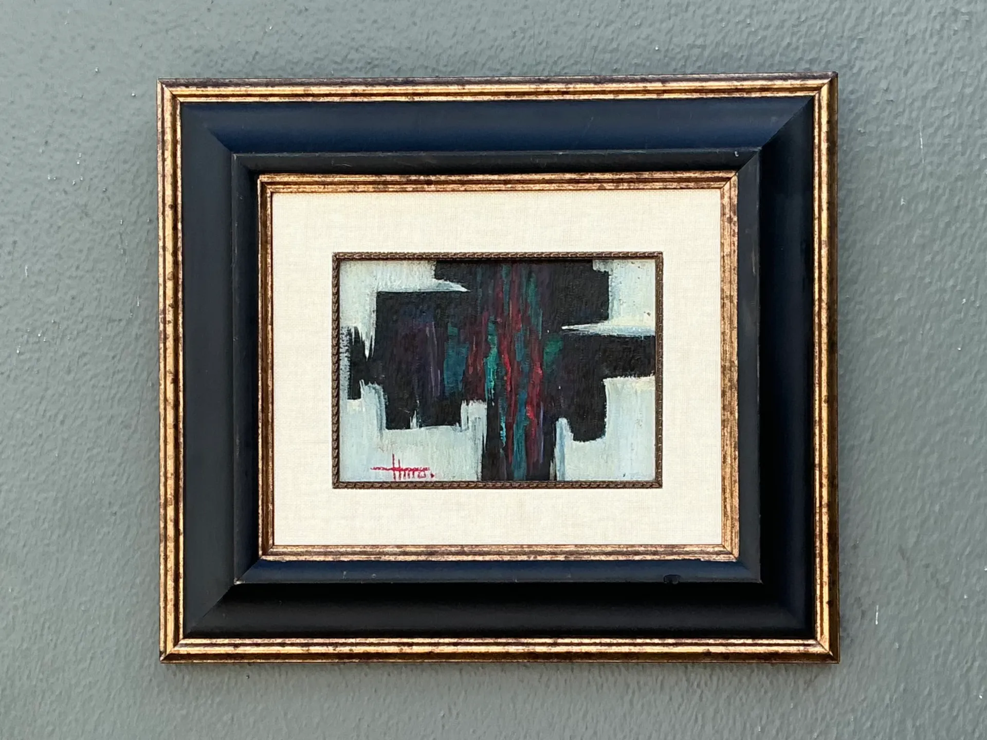 Vintage Framed Abstract Oil On Canvas — additional photo 3