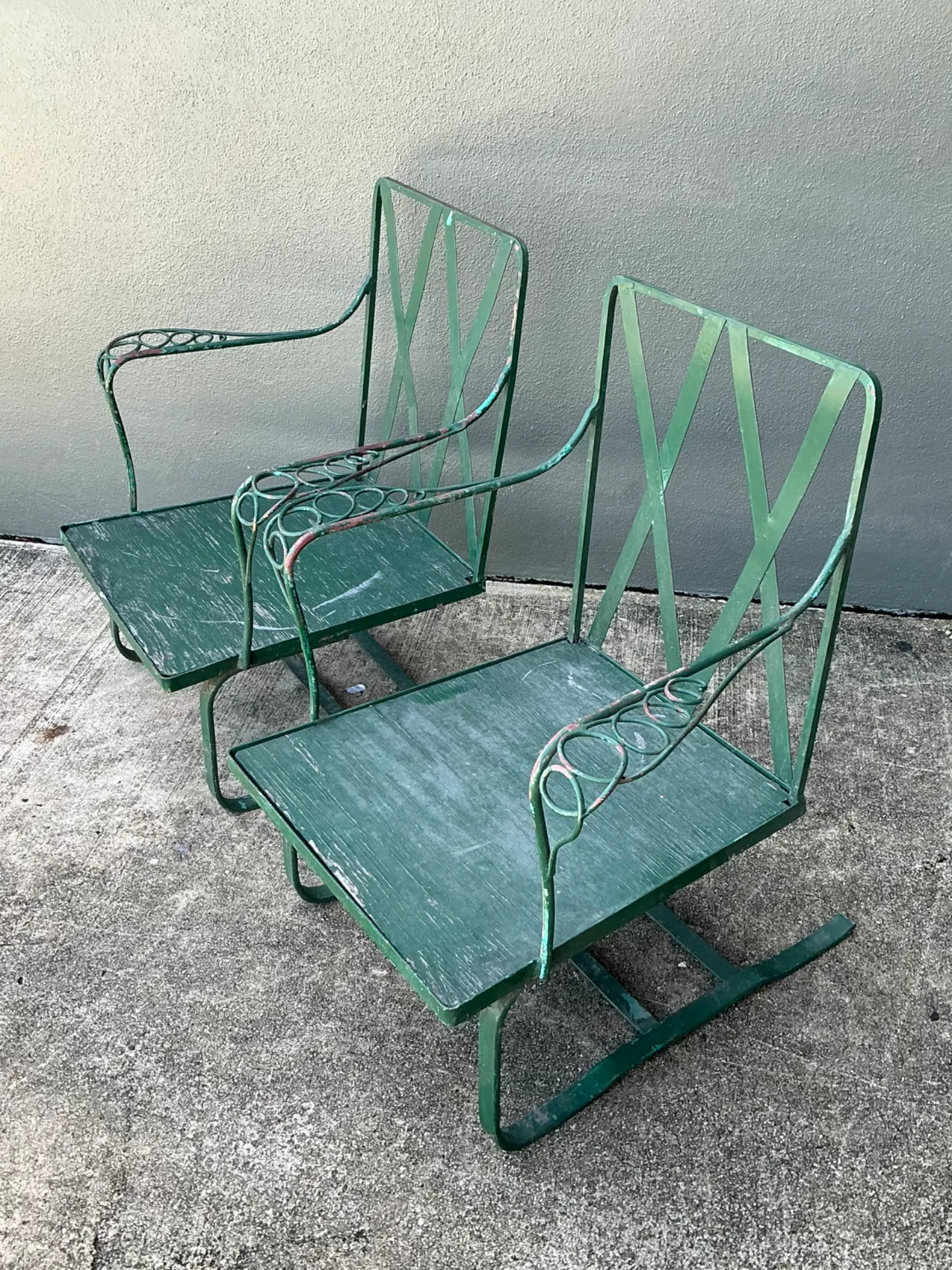 Vintage Sculptural Iron Springer Lounge Chairs - A Pair — additional photo 1