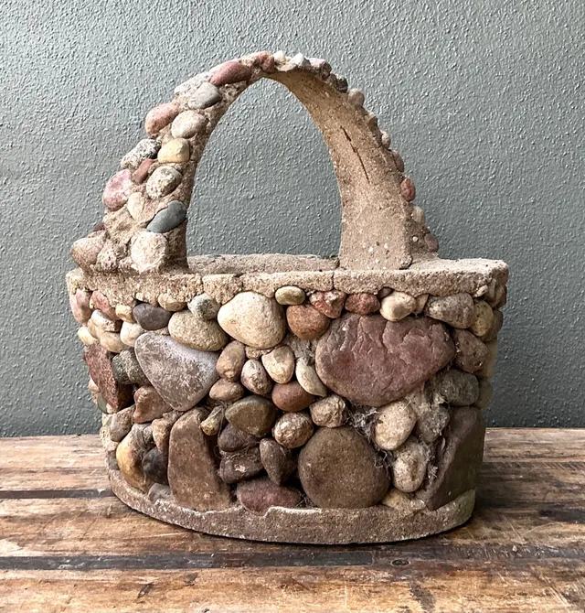 Vintage Rock Garden Basket Planter — additional photo 3