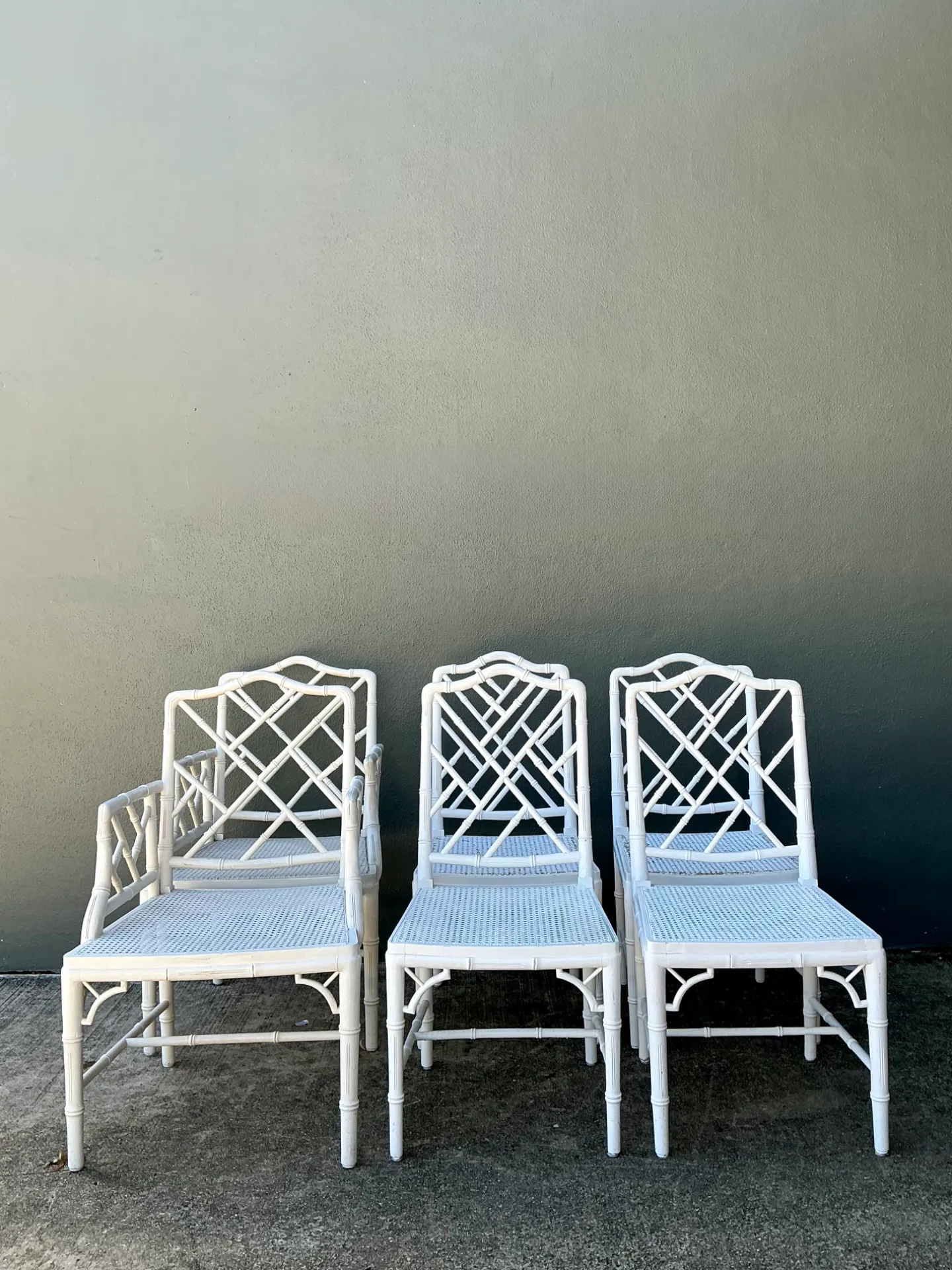 Vintage Chinese Chippendale Cane Dining Chairs - Set Of 6 — additional photo 8