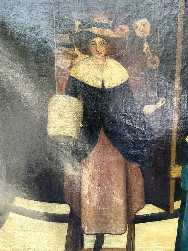Vintage Framed Carriage Scene Oil Painting — additional photo 5