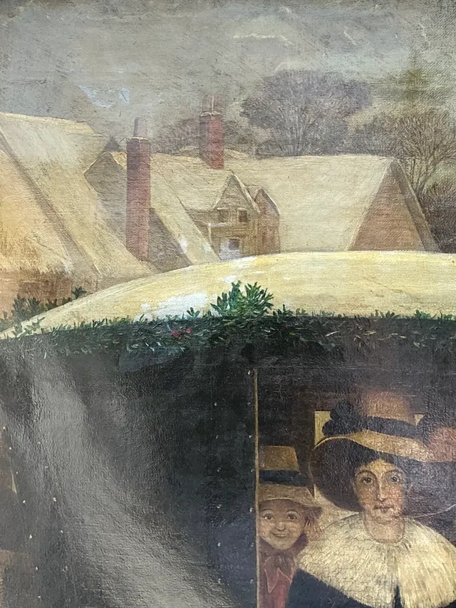 Vintage Framed Carriage Scene Oil Painting — additional photo 8
