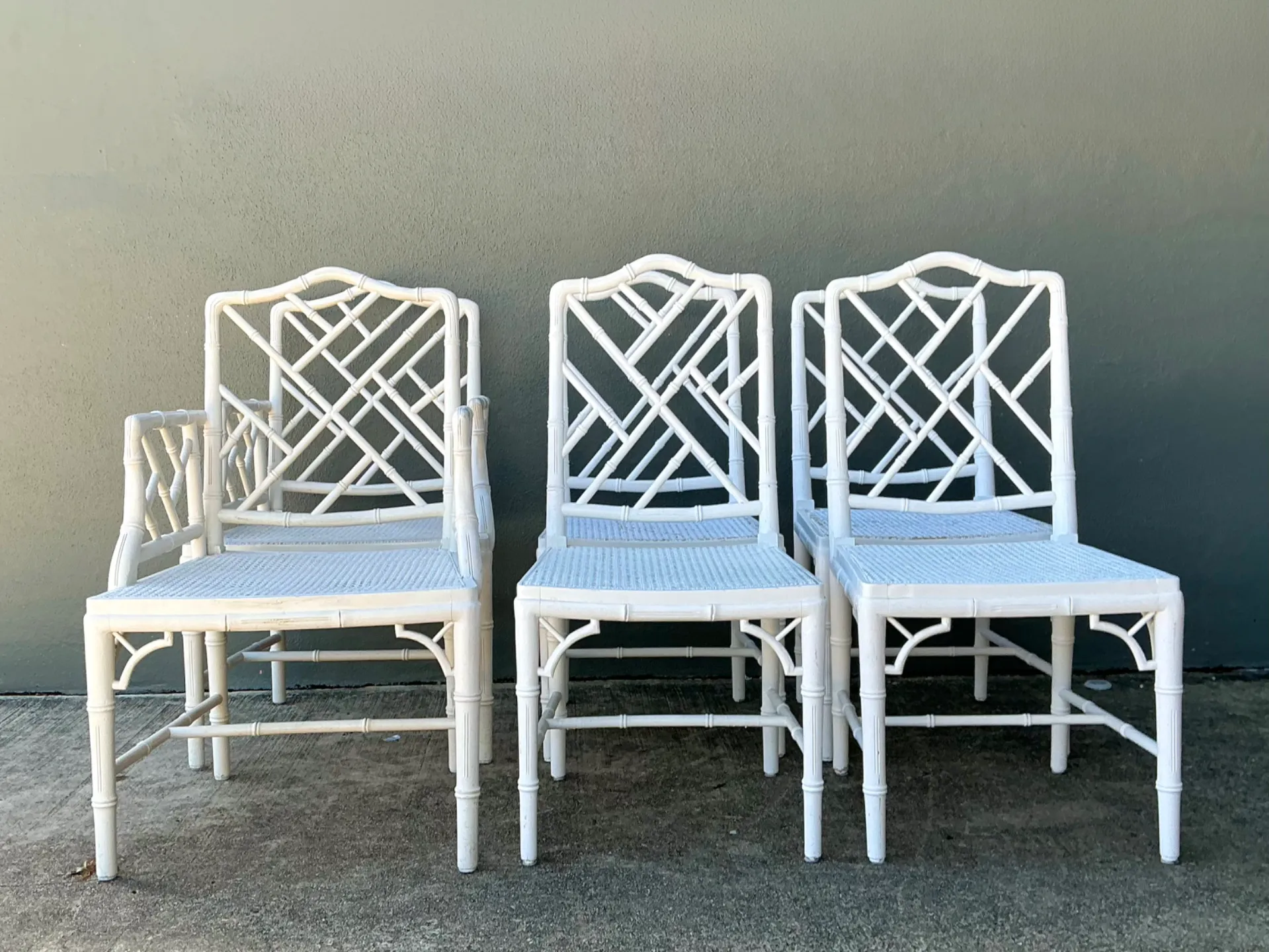 Vintage Chinese Chippendale Cane Dining Chairs - Set Of 6 — additional photo 1
