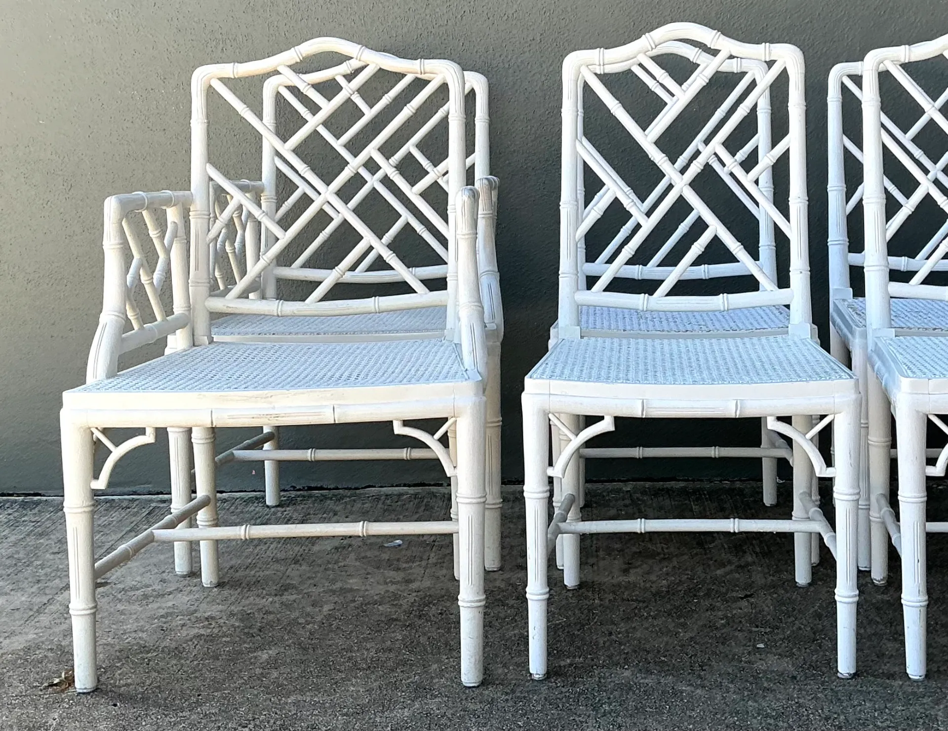 Vintage Chinese Chippendale Cane Dining Chairs - Set Of 6 — additional photo 3
