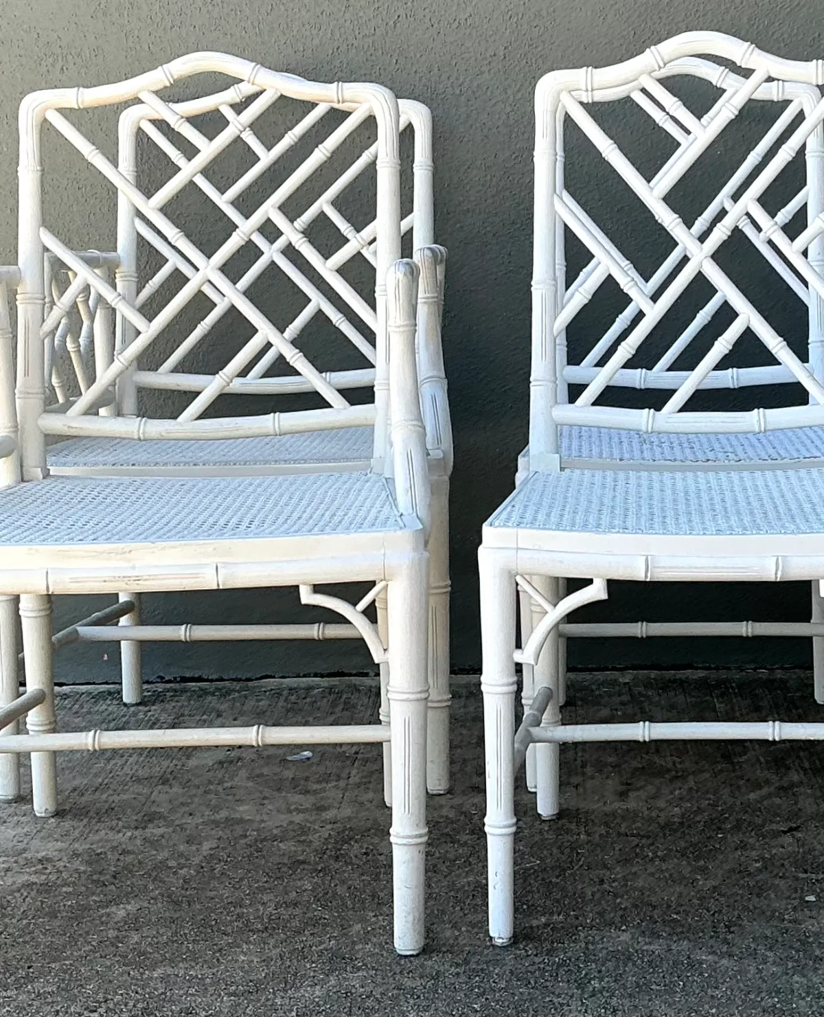 Vintage Chinese Chippendale Cane Dining Chairs - Set Of 6 — additional photo 3