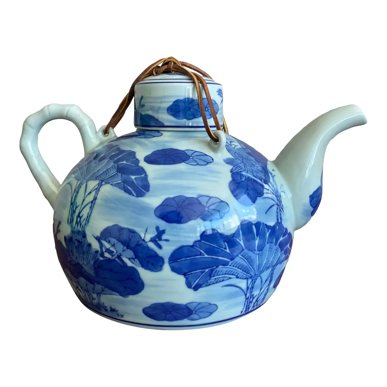 Late 20th Century Boho Blue and White Chinese Porcelain Teapot — additional photo 1