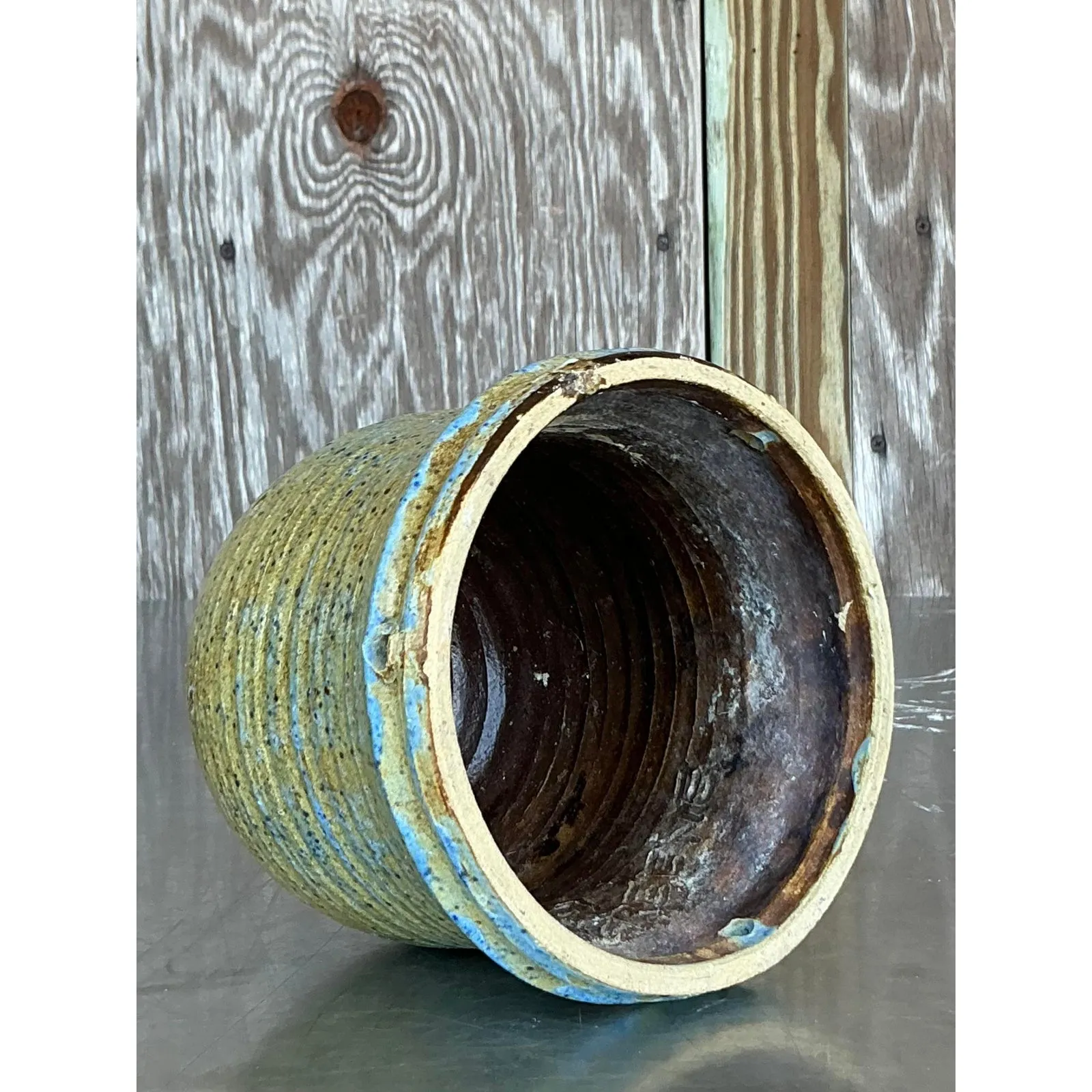 Late 20th Century Boho Hanging Studio Pottery Planter — additional photo 4