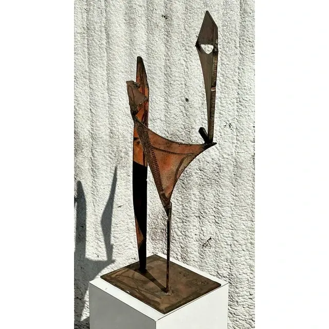 Late 20th Century Vintage Boho Abstract Torch Cut Steel Sculpture — additional photo 2