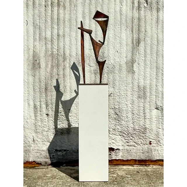 Late 20th Century Vintage Boho Abstract Torch Cut Steel Sculpture — additional photo 3