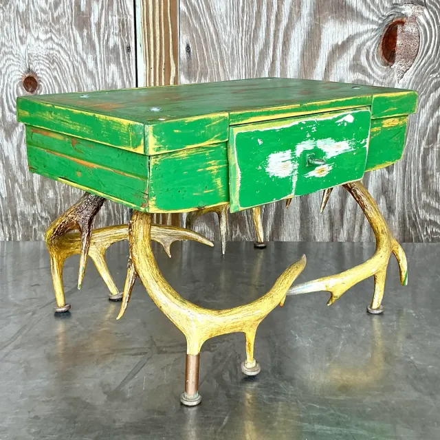 Late 20th Century Vintage Boho Antler Table — additional photo 2