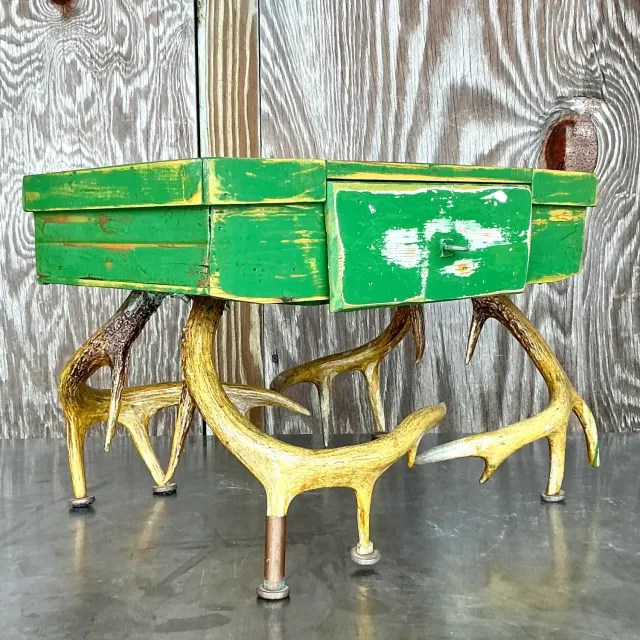Late 20th Century Vintage Boho Antler Table — additional photo 3
