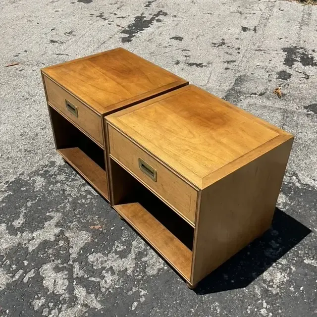 Late 20th Century Vintage Boho Baker Campaign Nightstands - a Pair — additional photo 2