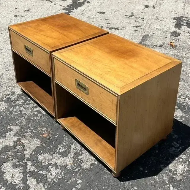 Late 20th Century Vintage Boho Baker Campaign Nightstands - a Pair — additional photo 3