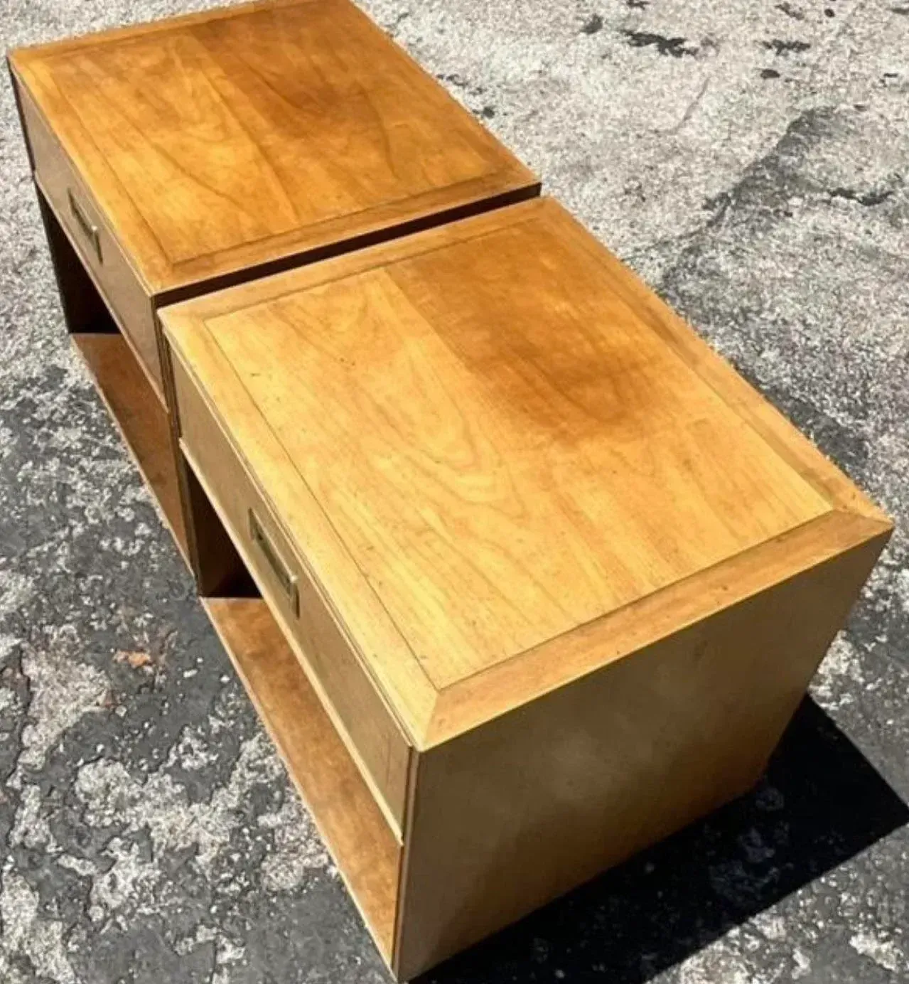 Late 20th Century Vintage Boho Baker Campaign Nightstands - a Pair — additional photo 5
