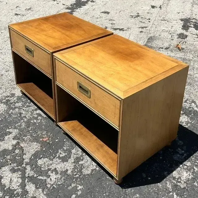 Late 20th Century Vintage Boho Baker Campaign Nightstands - a Pair — additional photo 6