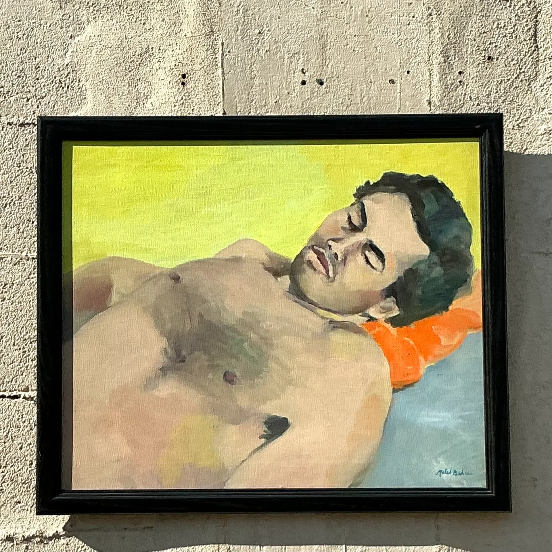 Late 20th Century Vintage Boho Figurative Oil on Canvas, Framed — additional photo 1