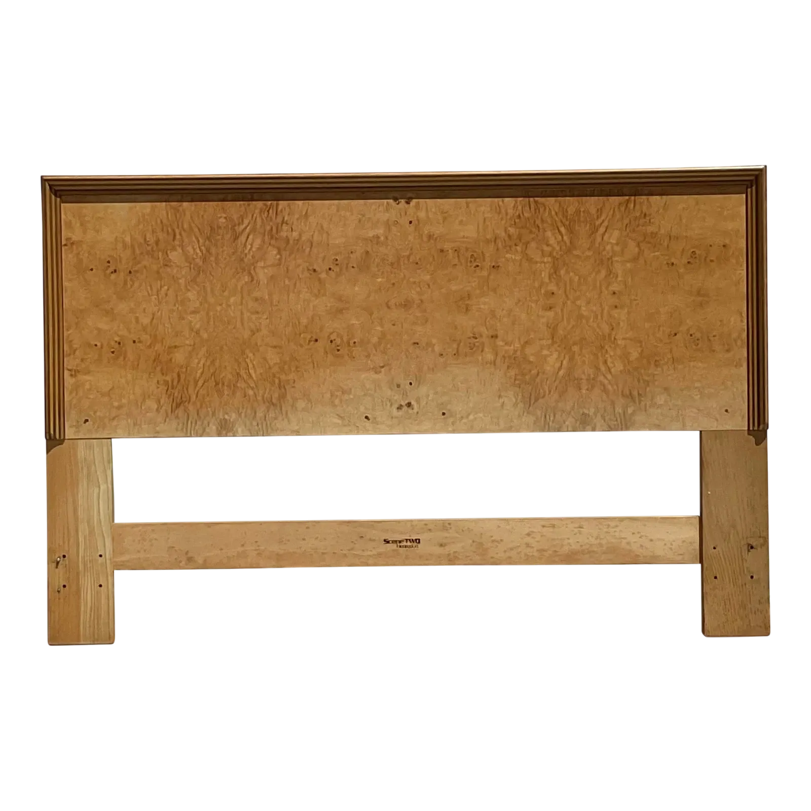 Late 20th Century Vintage Boho Henredon Scene Two Burl Wood Queen Headboard