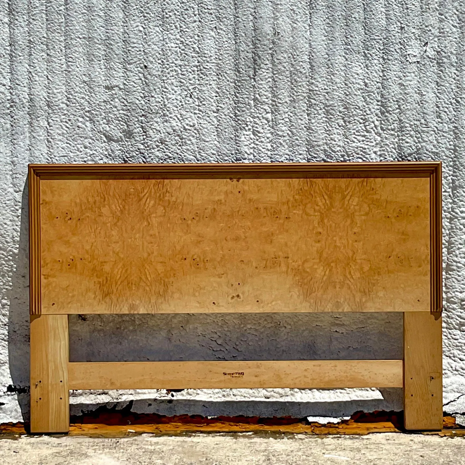 Late 20th Century Vintage Boho Henredon Scene Two Burl Wood Queen Headboard — additional photo 1