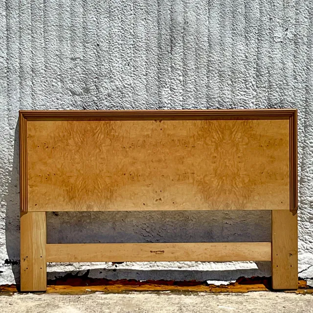 Late 20th Century Vintage Boho Henredon Scene Two Burl Wood Queen Headboard — additional photo 1