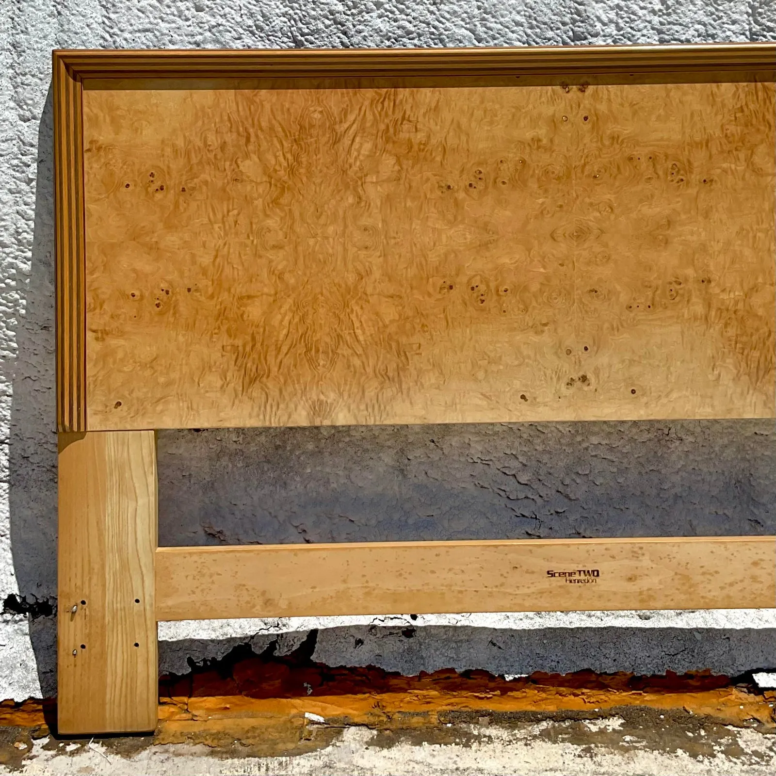 Late 20th Century Vintage Boho Henredon Scene Two Burl Wood Queen Headboard — additional photo 2