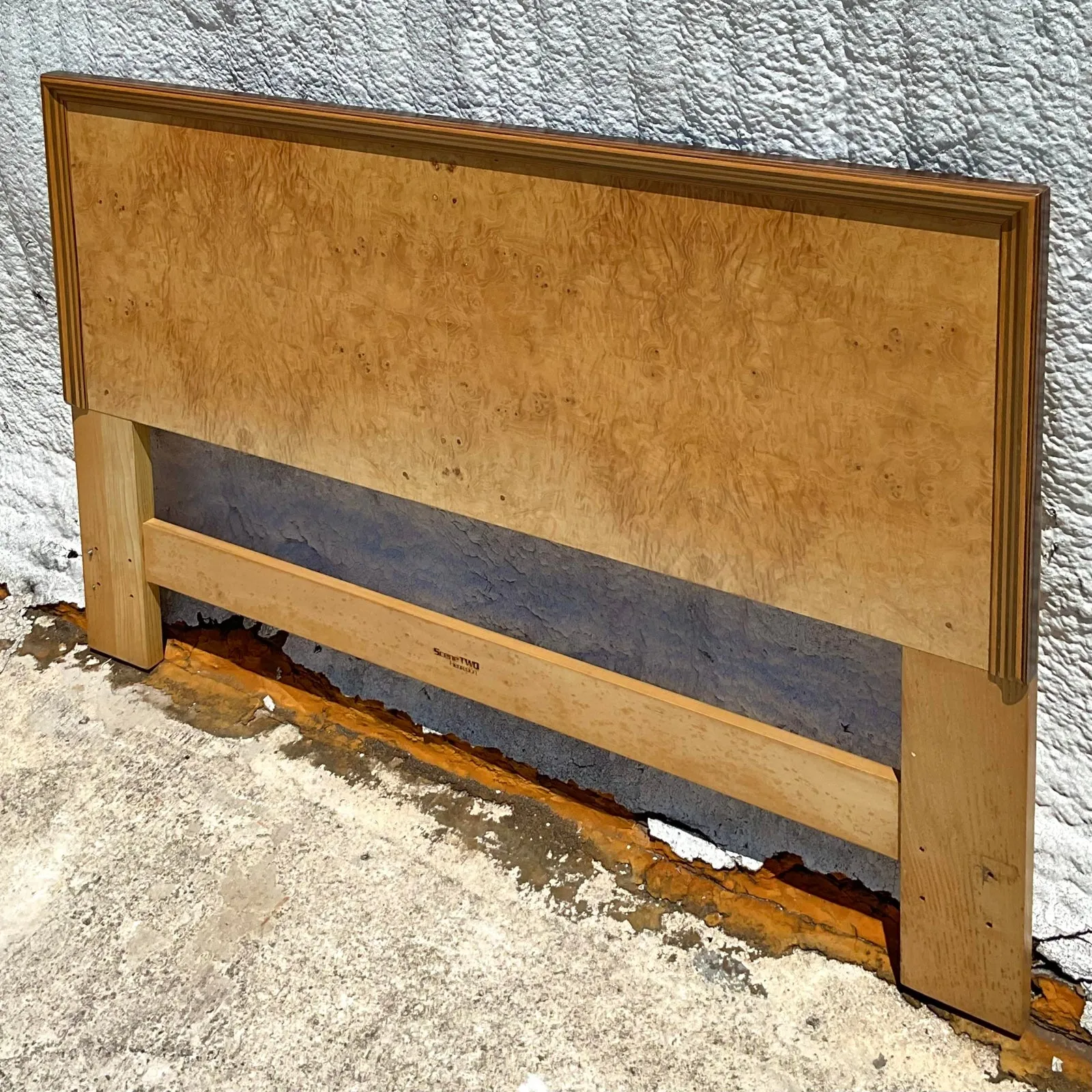 Late 20th Century Vintage Boho Henredon Scene Two Burl Wood Queen Headboard — additional photo 3