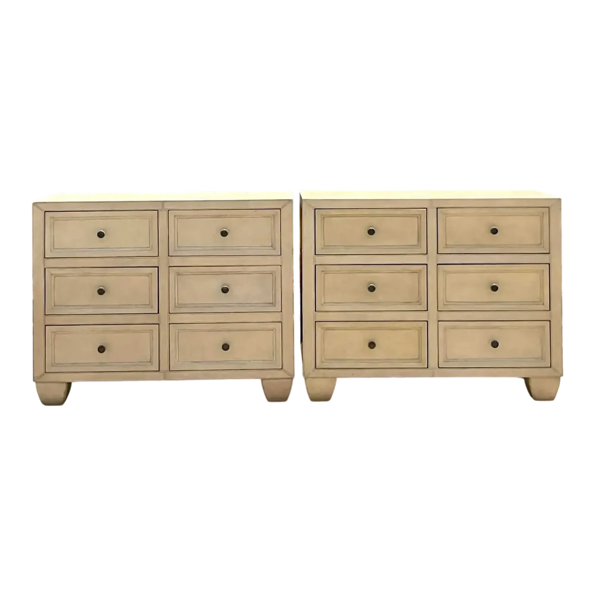 Late 20th Century Vintage Boho Lexington Leather Wrapped Chest of Drawers - a Pr