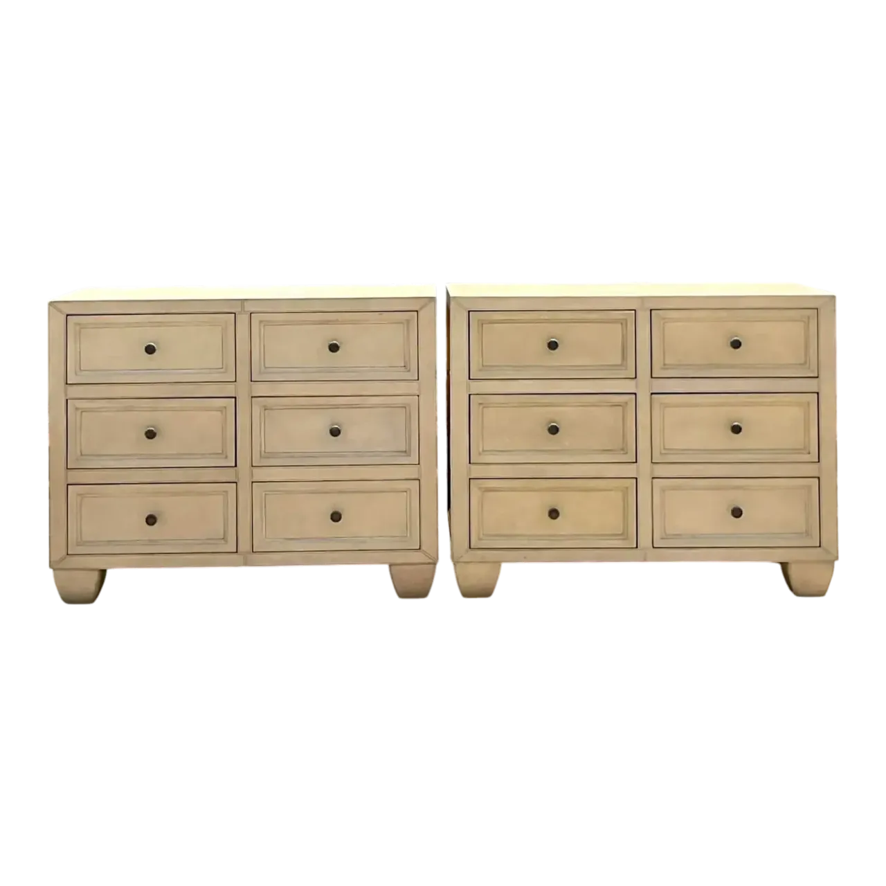 Late 20th Century Vintage Boho Lexington Leather Wrapped Chest of Drawers - a Pr