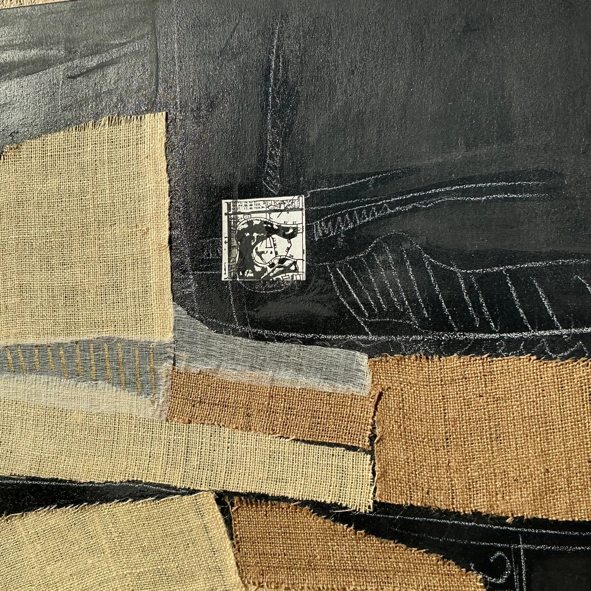 Late 20th Century Vintage Boho Mixed Media Oil Painting on Canvas — additional photo 2