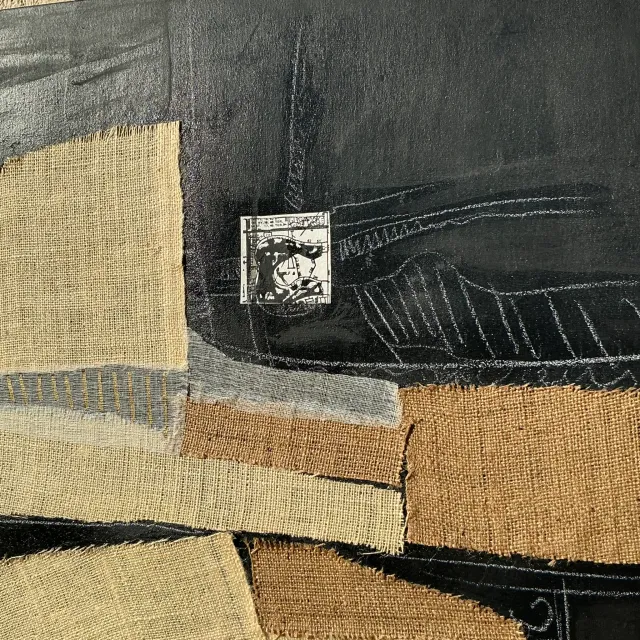 Late 20th Century Vintage Boho Mixed Media Oil Painting on Canvas — additional photo 2