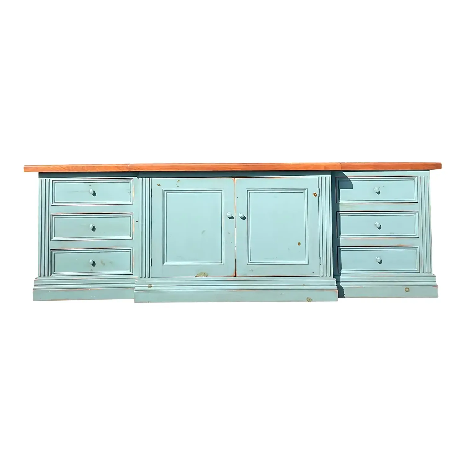 Late 20th Century Vintage Boho Monumental Blue Wash Credenza — additional photo 1