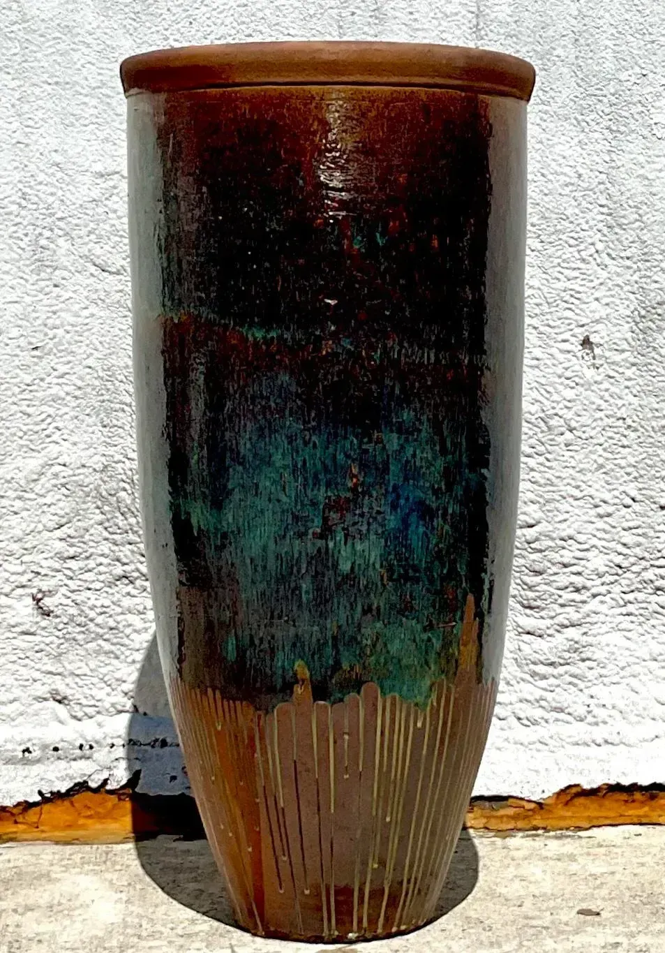 Late 20th Century Vintage Boho Monumental Glazed Ceramic Vase — additional photo 1
