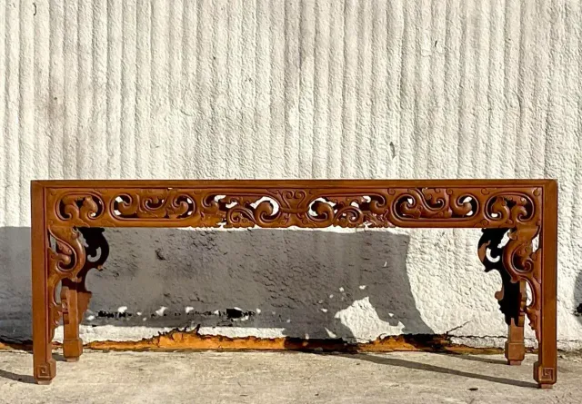 Late 20th Century Vintage Boho Monumental Hand Carved Console Table — additional photo 5