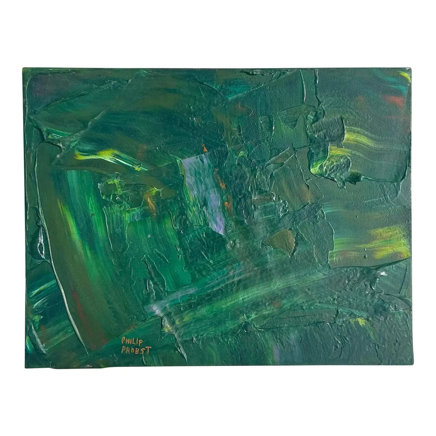 Late 20th Century Vintage Boho Original Impasto Abstract Oil on Canvas — additional photo 1