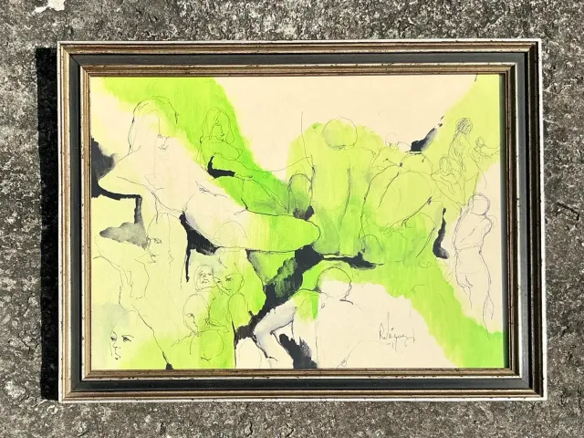 Late 20th Century Vintage Boho Pen and Ink Drawing on Paper — additional photo 5