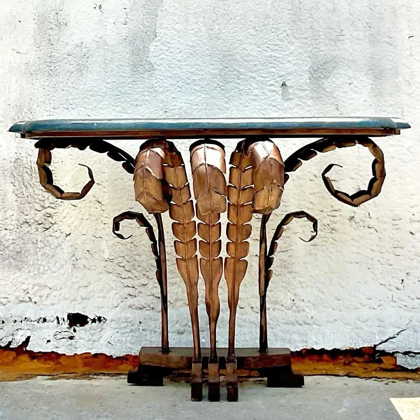 Late 20th Century Vintage Boho Punch Cut Frond Console Table — additional photo 2