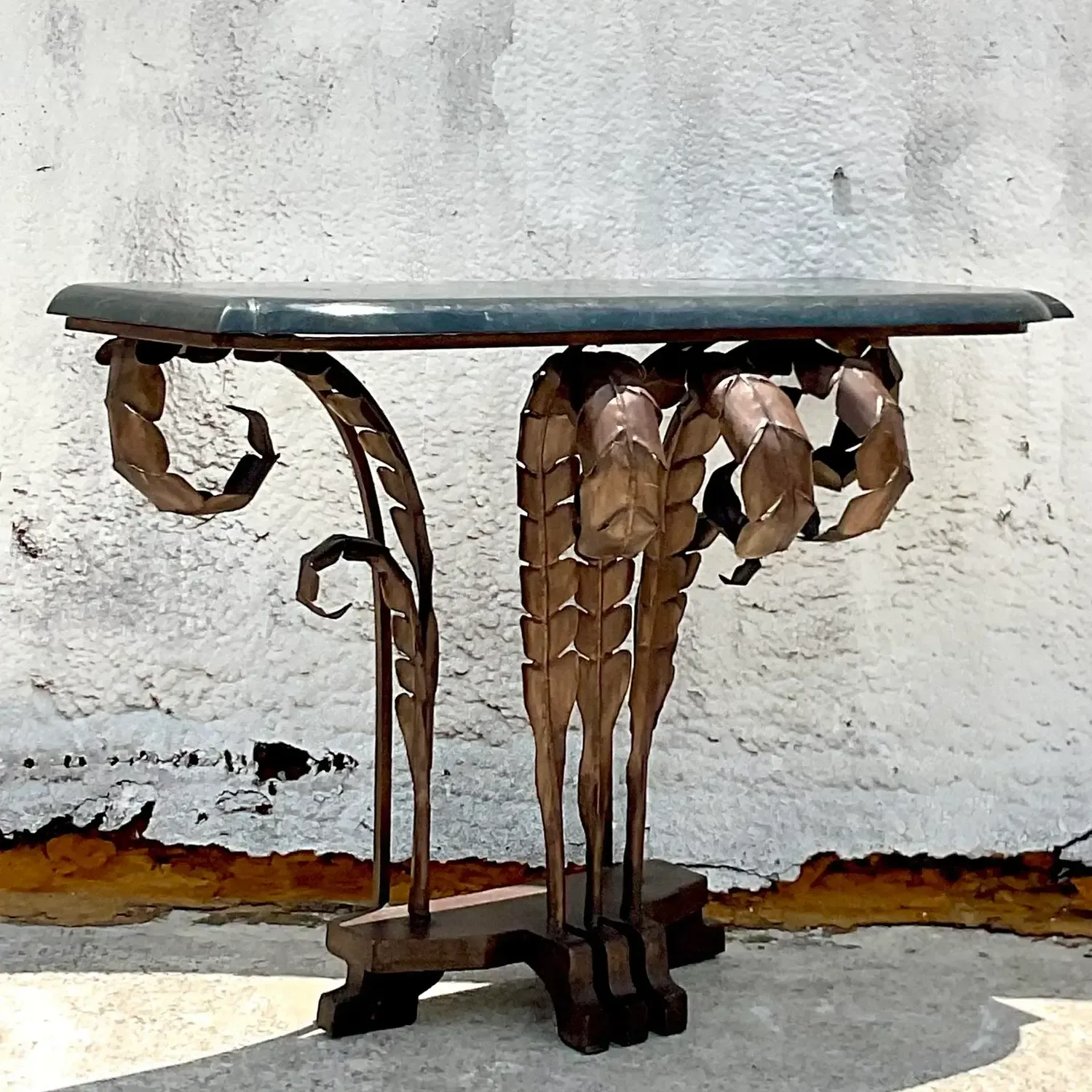 Late 20th Century Vintage Boho Punch Cut Frond Console Table — additional photo 6