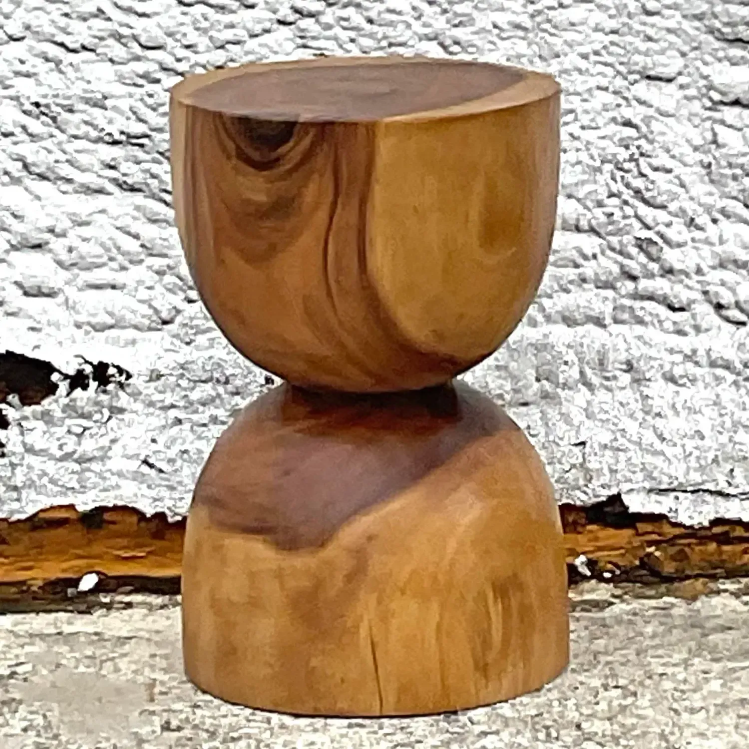 Late 20th Century Vintage Boho Wooden Hour Glass Stool — additional photo 2