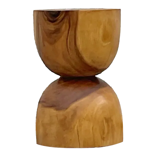 Late 20th Century Vintage Boho Wooden Hour Glass Stool — additional photo 3
