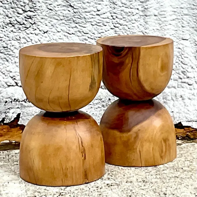 Late 20th Century Vintage Boho Wooden Hour Glass Stool — additional photo 5