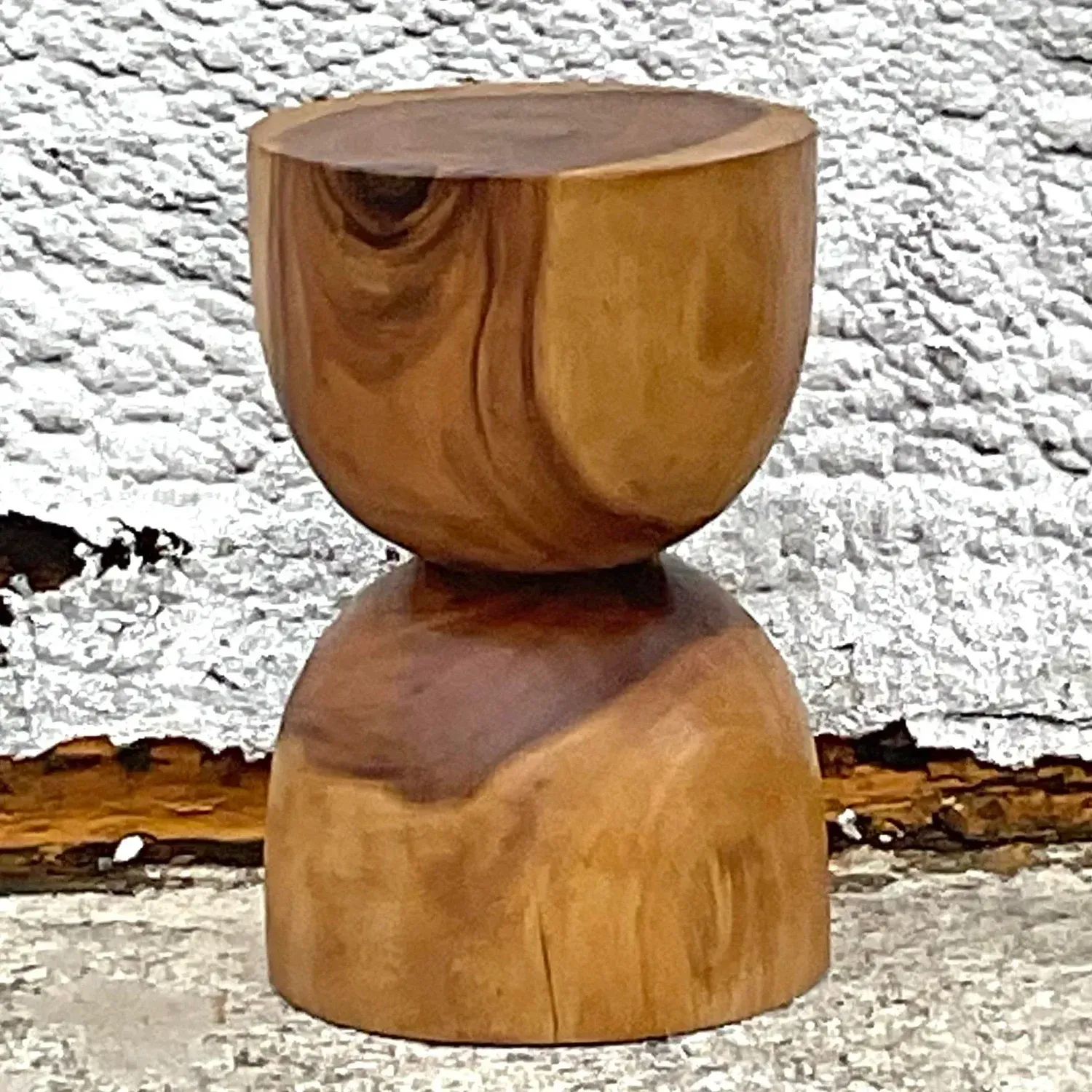 Late 20th Century Vintage Boho Wooden Hour Glass Stool — additional photo 6