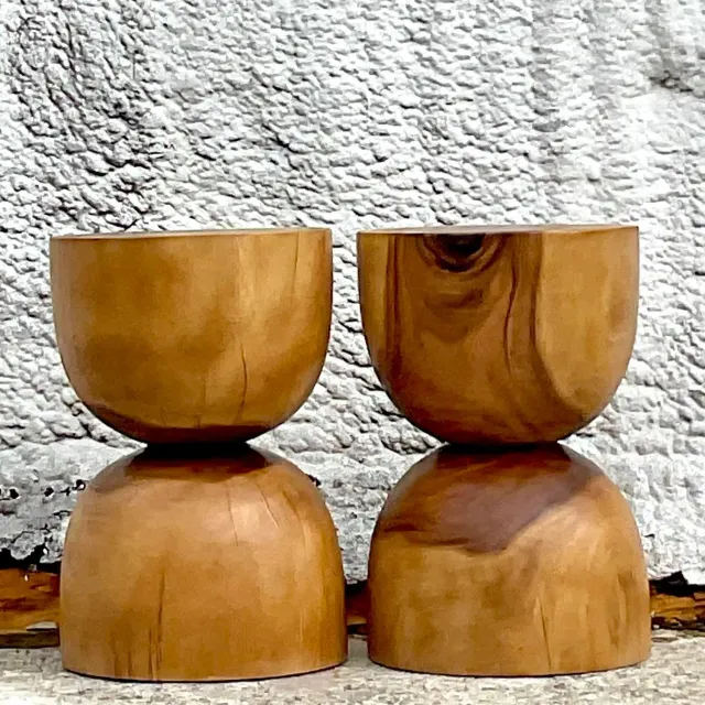 Late 20th Century Vintage Boho Wooden Hour Glass Stool — additional photo 7