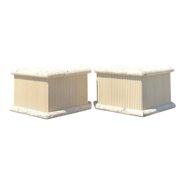 Late 20th Century Vintage Coastal Coquina Stone Side Tables - a Pair — additional photo 1