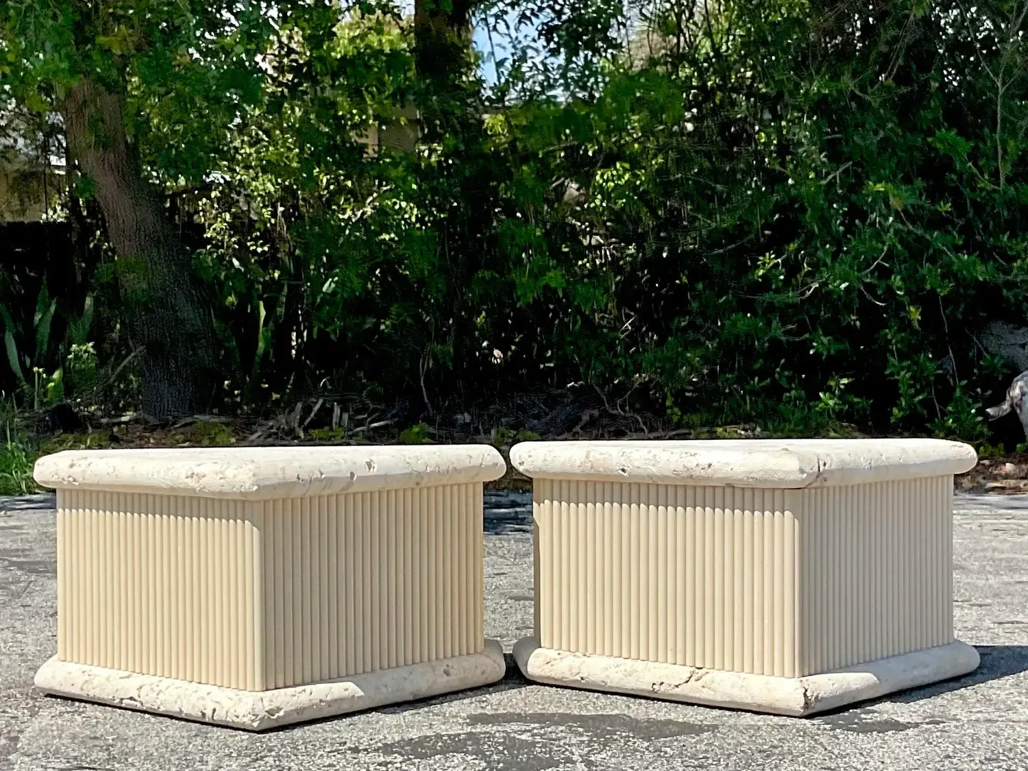 Late 20th Century Vintage Coastal Coquina Stone Side Tables - a Pair — additional photo 2