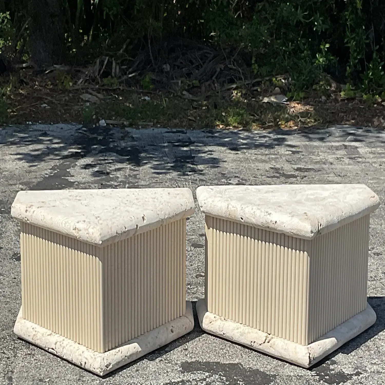 Late 20th Century Vintage Coastal Coquina Stone Side Tables - a Pair — additional photo 5