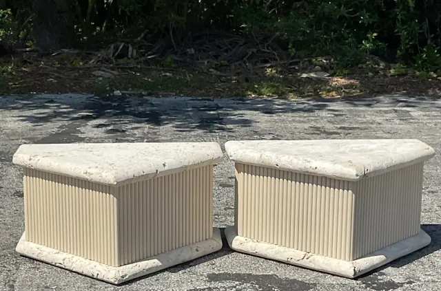Late 20th Century Vintage Coastal Coquina Stone Side Tables - a Pair — additional photo 7