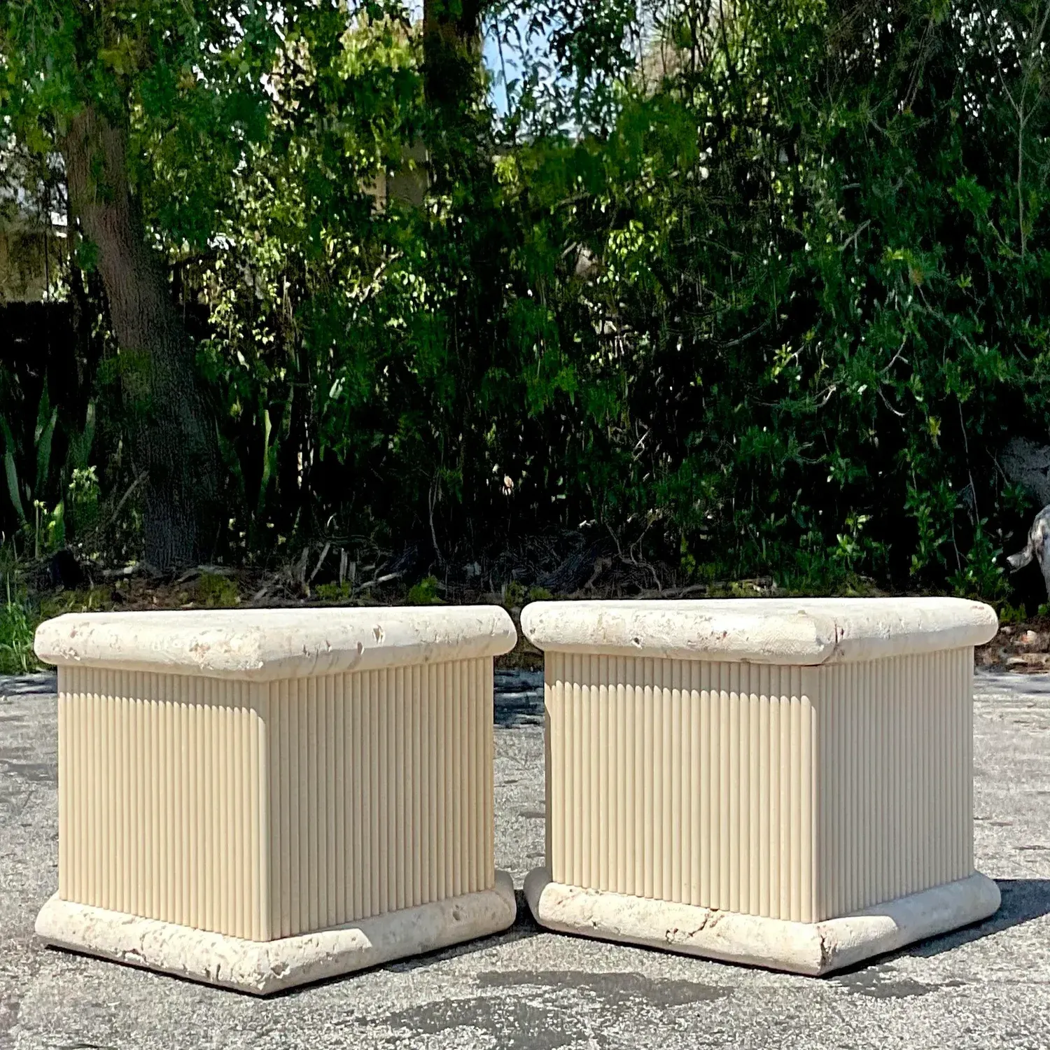 Late 20th Century Vintage Coastal Coquina Stone Side Tables - a Pair — additional photo 8