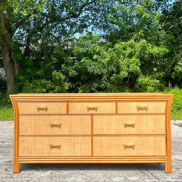 Late 20th Century Vintage Coastal Grasscloth Dresser — additional photo 2
