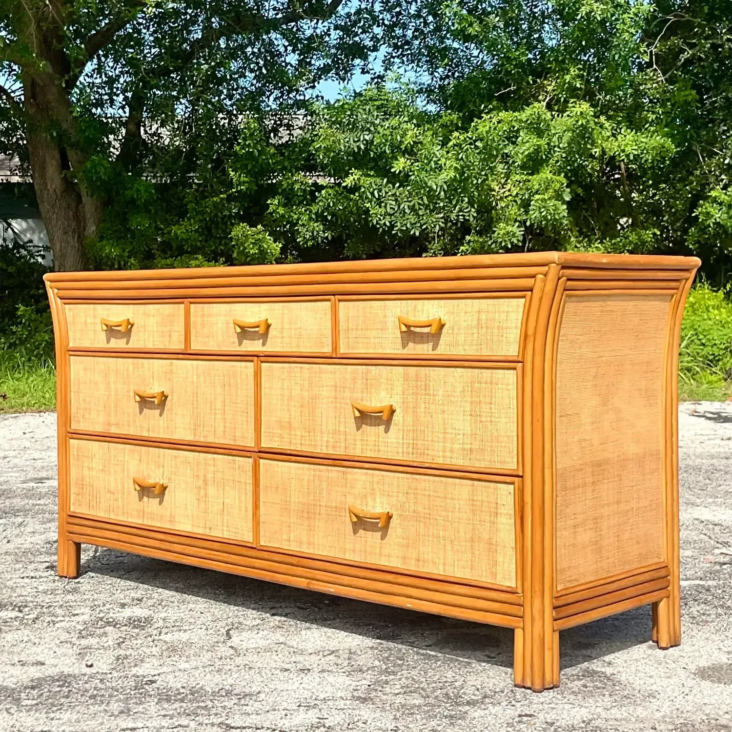Late 20th Century Vintage Coastal Grasscloth Dresser — additional photo 3